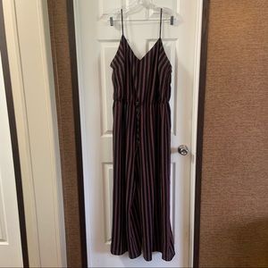 Ambiance Black/Red Striped Sleeveless Jumpsuit 3X